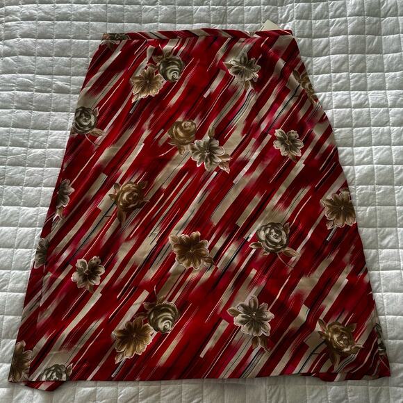 Vintage KATHIE LEE WOMAN Skirt 26W Red Abstract Floral Maxi Deadstock Retro - Picture 3 of 11